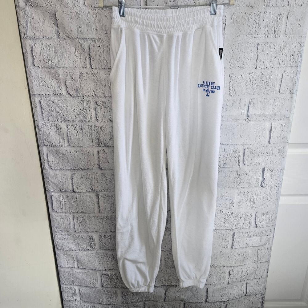 Playboy X Missguided White Country Club Sweatpants 4 - Picture 2 of 11